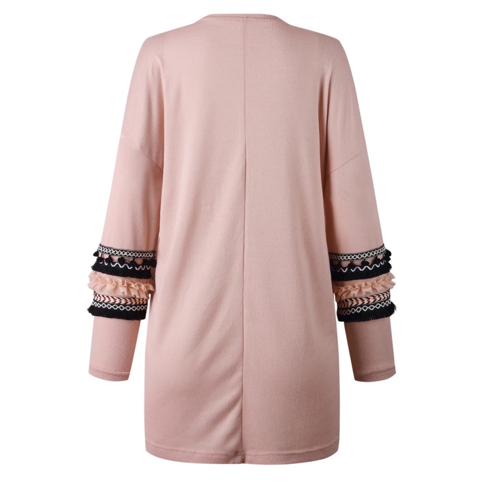 ♦️Boho Detailed Soft Pink Cardigan w/ Pockets - Picture 6 of 8
